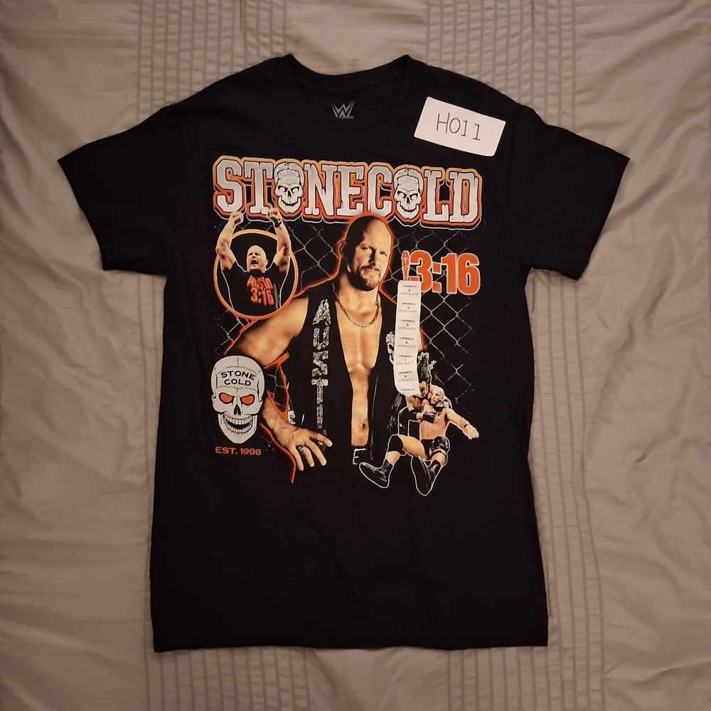 WWE Stone Cold Steve Austin 3:16 Graphic T Shirt Mens Small Black Skull VTG NWT